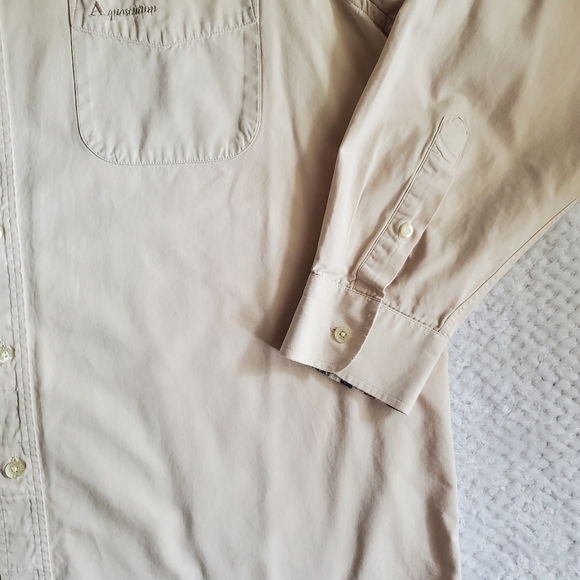 Aquascutum London Tan Button Up Shirt Size Large - Picture 2 of 7